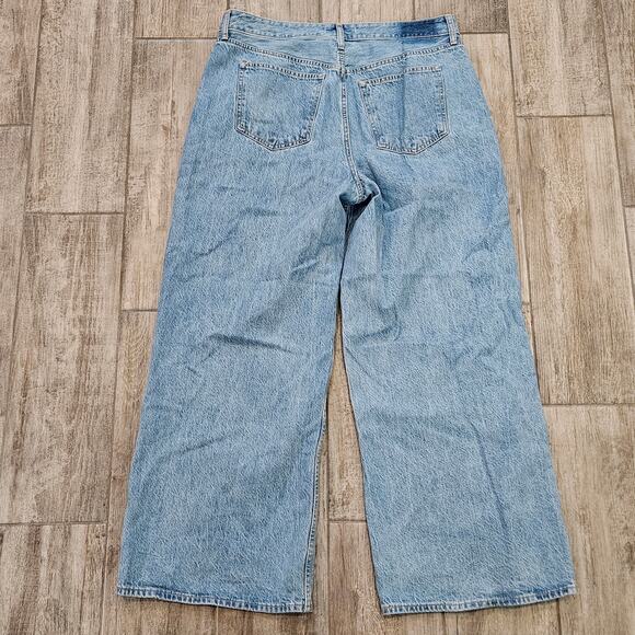 Abercrombie & Fitch Wide Leg High Rise Jeans Size 32 Curve Love Light Wash Denim - Picture 7 of 11